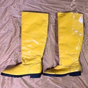 CALICO YELLOW VINYL RUBBER RAIN BOOTS SIZE 7